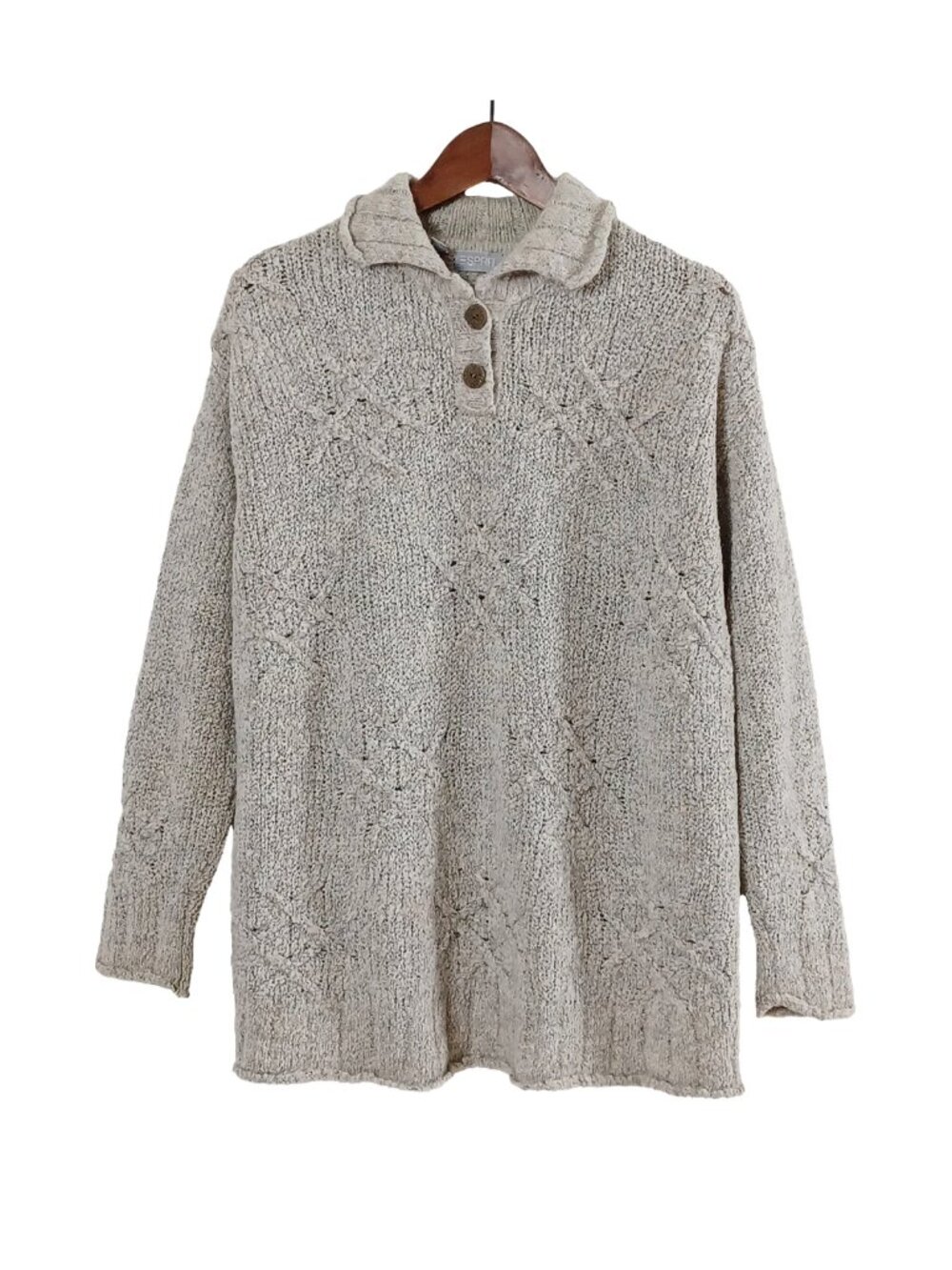 Esprit Collar Textured Knit Sweater Size L